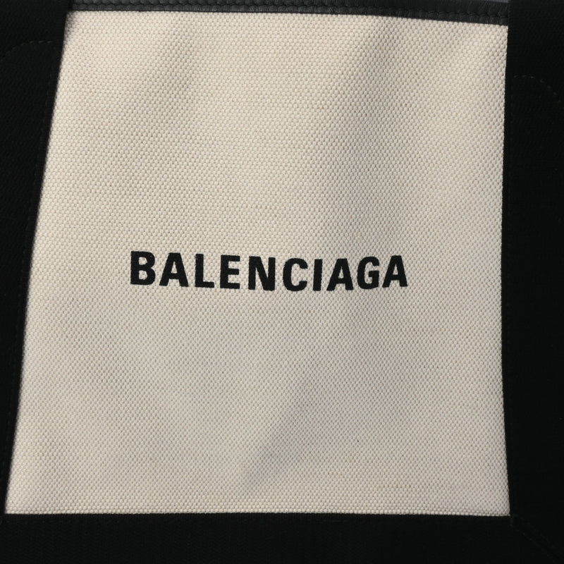 BALENCIAGA バレンシアガ ザ ネイビーカバス S ベージュ/黒 339933 レディース キャンバス レザー ハンドバッグ Bランク 中古 銀蔵