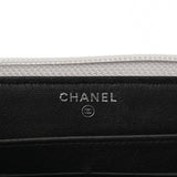 CHANEL シャネル ボーイシャネル ラウンドファスナー財布 黒/シルバー シルバー金具 レディース ラムスキン 長財布 Aランク 中古 銀蔵