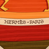 HERMES エルメス 大判スカーフ プリーツ MECANIQUE DU TEMPS 茶/オレンジ レディース シルク100％ スカーフ ABランク 中古 銀蔵