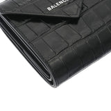 BALENCIAGA バレンシアガ ペーパー コンパクトウォレット 黒 637450 レディース クロコ型押し 三つ折り財布 未使用 銀蔵