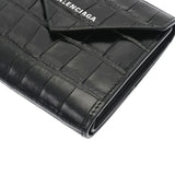 BALENCIAGA バレンシアガ ペーパー コンパクトウォレット 黒 637450 レディース クロコ型押し 三つ折り財布 未使用 銀蔵