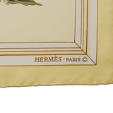 HERMES エルメス カレ90 花柄 イエロー レディース シルク100％ スカーフ ABランク 中古 銀蔵