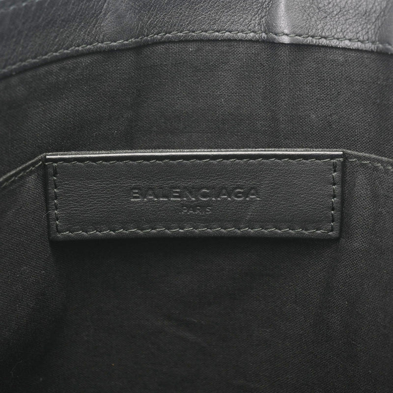 BALENCIAGA バレンシアガ ネイビークリップ 青/黒 シルバー金具 373840 ユニセックス カーフ クラッチバッグ Bランク 中古 銀蔵