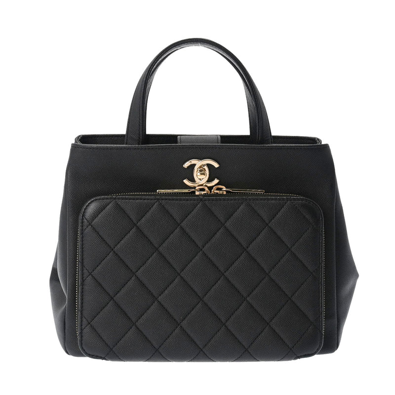 CHANEL シャネル スモール ショッピングバッグ 2WAY 黒 ゴールド金具 A93750 レディース キャビアスキン ハンドバッグ Aランク 中古 銀蔵