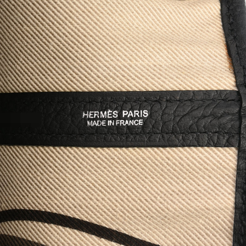 HERMES エルメス ガーデンパーティ PM スティープル 黒 パラジウム金具 T刻印(2015年頃) レディース ヴァッシュカントリー ハンドバッグ Aランク 中古 銀蔵