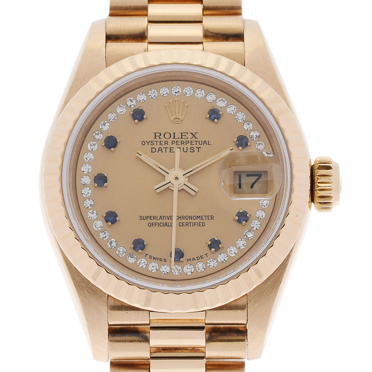 ロレックスデイトジャスト ミリヤードダイヤ 10Pサファイア レディース