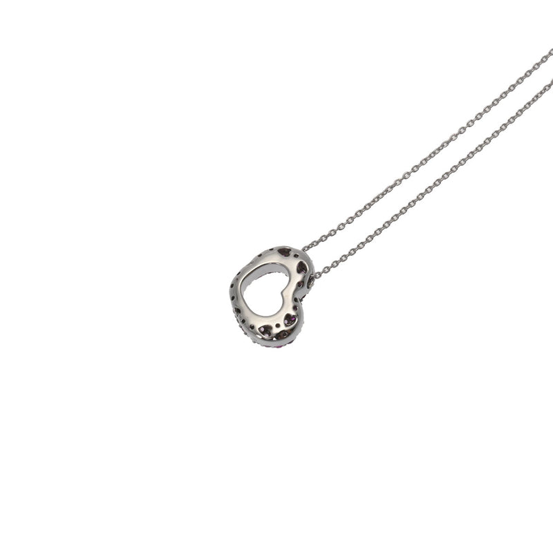 Ponte Vecchio ポンテヴェキオ エモツィーネ ピンクサファイア0.47ct ダイヤ0.07ct ハート レディース K18ホワイトゴールド ネックレス Aランク 中古 銀蔵