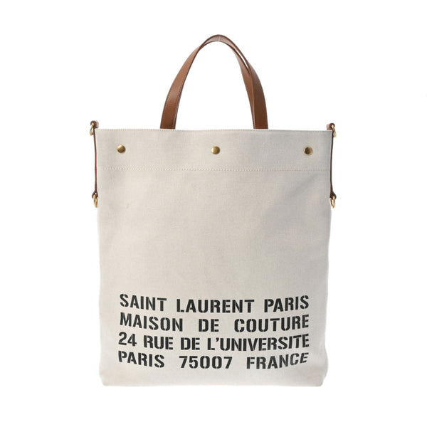 【美品】サンローラン SAINT LAURENT トートバッグ キャンバス生地 Saint Laurent (サンローラン) キャンバス レザーハンドル リヴ