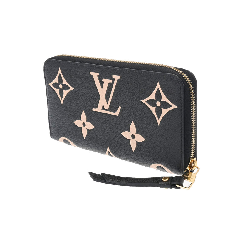 LOUIS VUITTON ルイヴィトン モノグラム アンプラント バイカラー ジッピーウォレット ブラック/ベージュ M80481 レディース モノグラムアンプラント 長財布 新同 中古 銀蔵