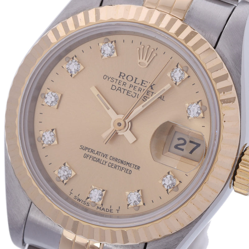 ROLEX ロレックス デイトジャスト 10Pダイヤ 69173G レディース YG/SS 腕時計 自動巻き シャンパン文字盤 Aランク 中古 銀蔵