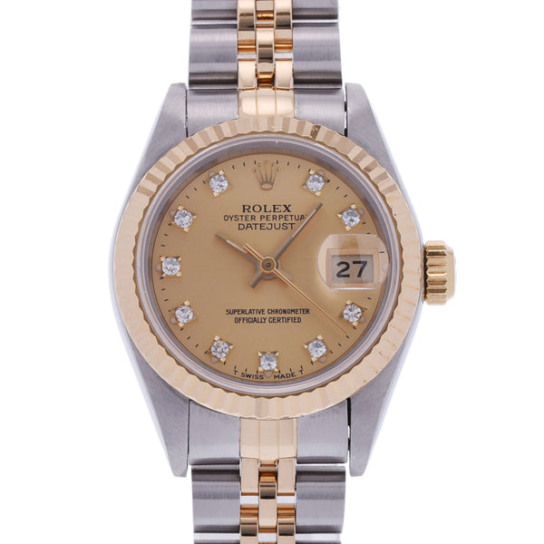 ROLEX ロレックス デイトジャスト 10Pダイヤ 69173G レディース YG/SS 腕時計 自動巻き シャンパン文字盤 Aランク 中古 銀蔵