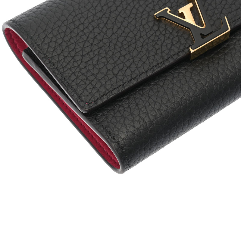 LOUIS VUITTON ルイヴィトン ポルトフォイユ カプシーヌ コンパクト ノワール/ホットピンク M62157 レディース トリヨンレザー 三つ折り財布 Aランク 中古 銀蔵