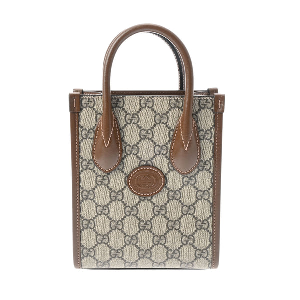 GUCCI グッチ インターロッキング ミニトート 2WAY ベージュ 671623 レディース GGスプリームキャンバス ハンドバッグ 新同 中古 銀蔵