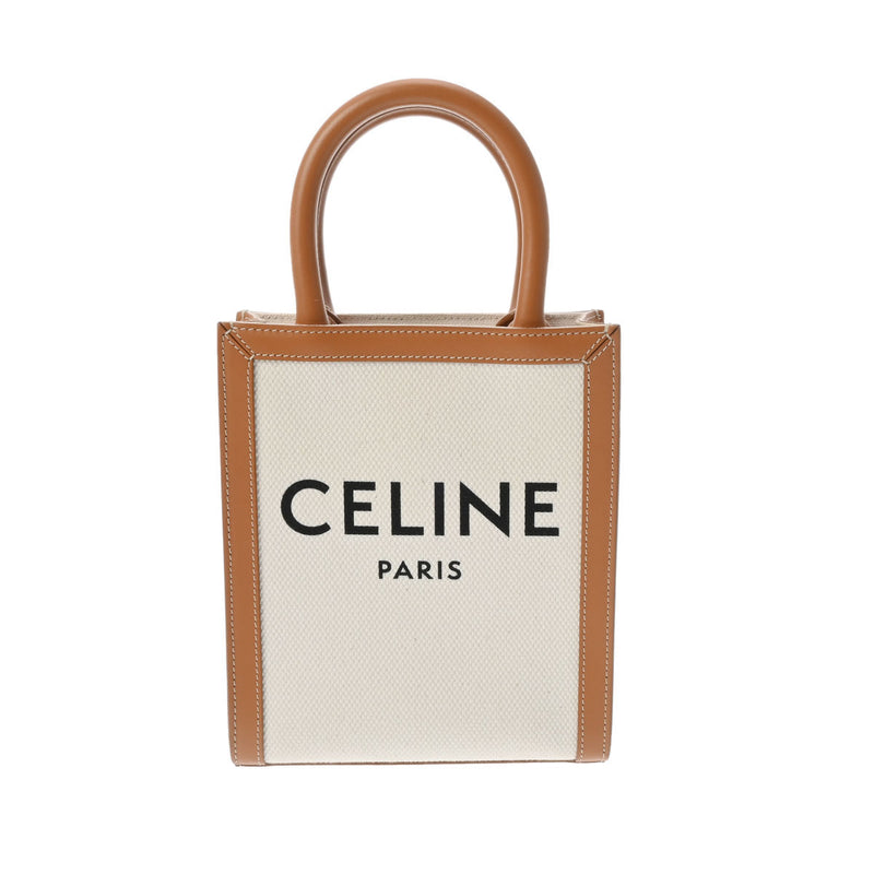 CELINE セリーヌ ミニ バーティカルカバ 2WAY ナチュラル/タン 193302 レディース キャンバス/レザー ハンドバッグ Aランク 中古 銀蔵