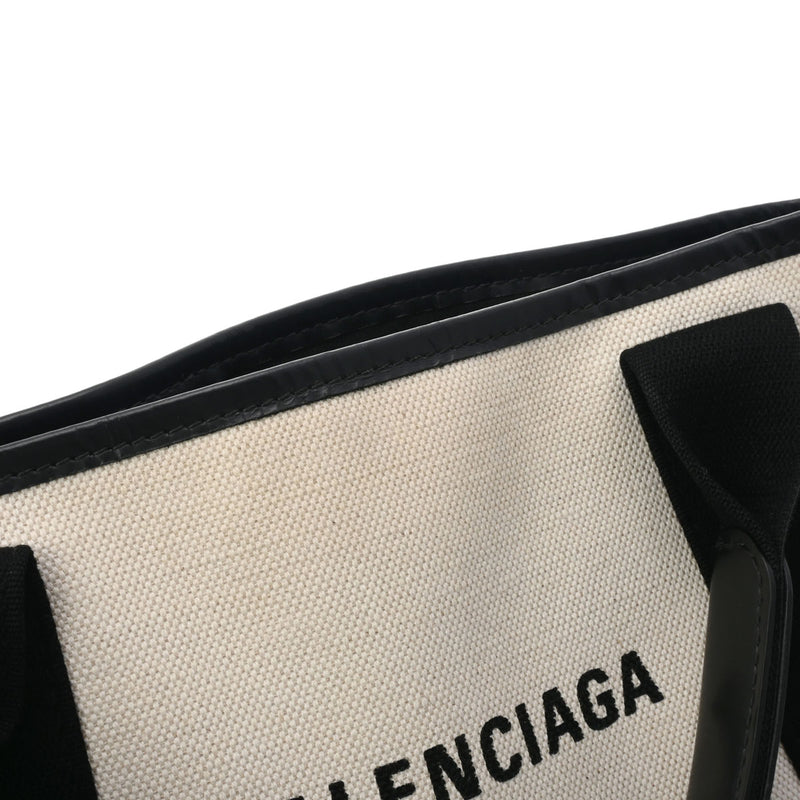 BALENCIAGA バレンシアガ ネイビーカバス XS 2WAY ベージュ/黒 レディース キャンバス/レザー ハンドバッグ ABランク 中古 銀蔵