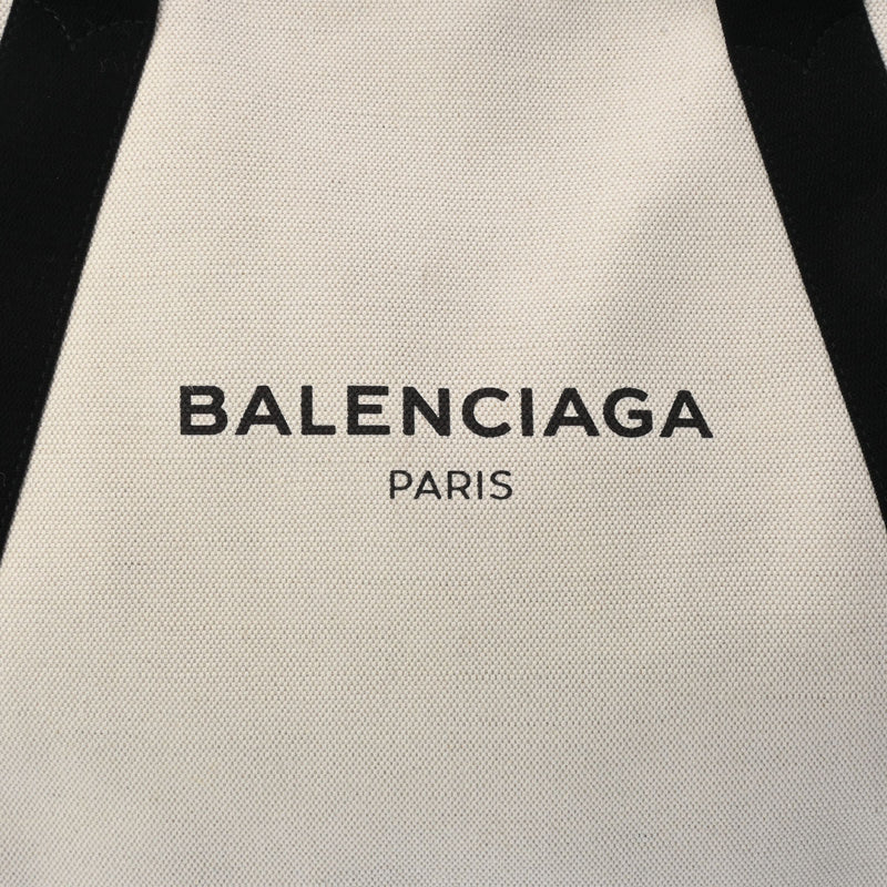 BALENCIAGA バレンシアガ ネイビーカバス M ナチュラル/黒 339936 レディース キャンバス レザー ハンドバッグ Aランク 中古 銀蔵