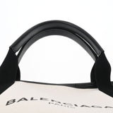 BALENCIAGA バレンシアガ ネイビーカバス M ナチュラル/黒 339936 レディース キャンバス レザー ハンドバッグ Aランク 中古 銀蔵