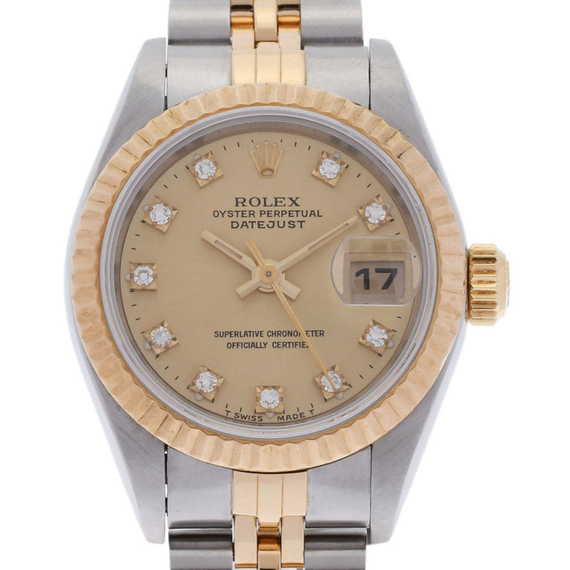 ROLEX ロレックス デイトジャスト 10Pダイヤ 69173G レディース YG/SS 腕時計 自動巻き シャンパン文字盤 Aランク 中古 銀蔵