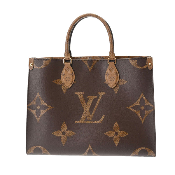 LOUIS VUITTON ルイヴィトン モノグラムジャイアント オンザゴー MM ブラウン M45321 レディース モノグラムリバースキャンバス 2WAYバッグ 新同 中古 銀蔵