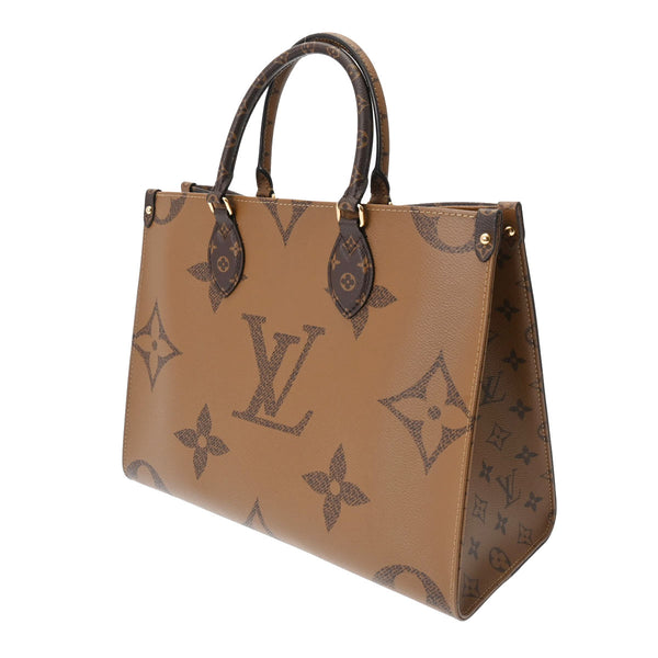 LOUIS VUITTON ルイヴィトン モノグラムジャイアント オンザゴー MM ブラウン M45321 レディース モノグラムリバースキャンバス 2WAYバッグ 新同 中古 銀蔵