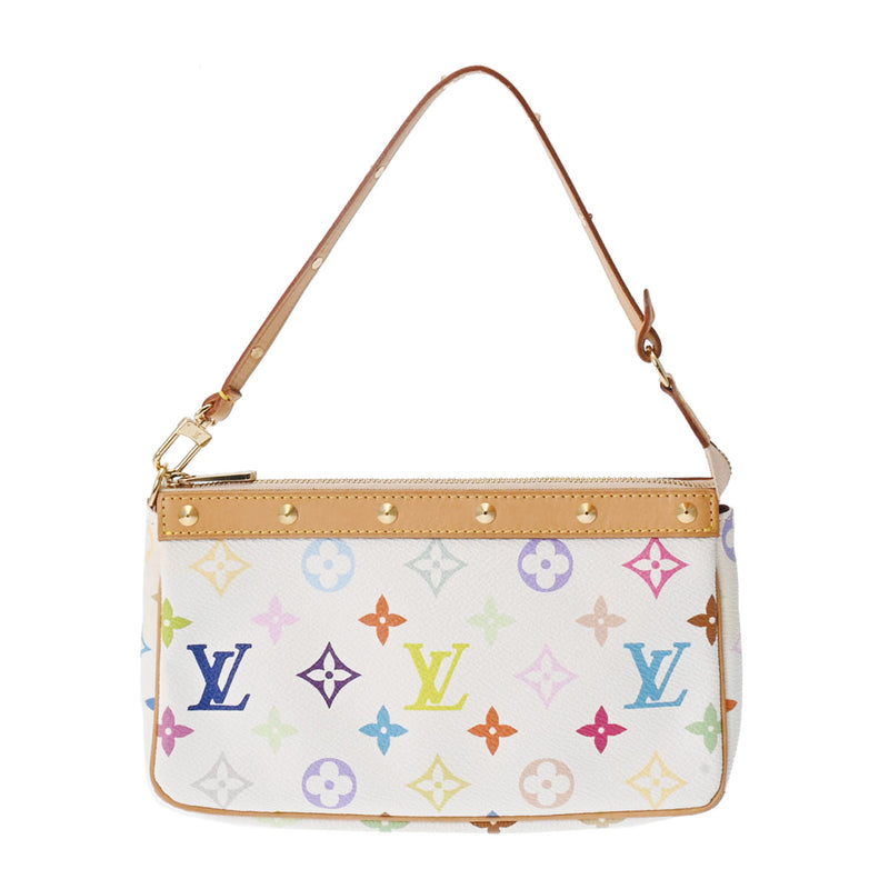 LOUIS VUITTON ルイヴィトン マルチカラー ポシェット アクセソワール 白 M92649 レディース モノグラムマルチカラー アクセサリーポーチ Aランク 中古 銀蔵