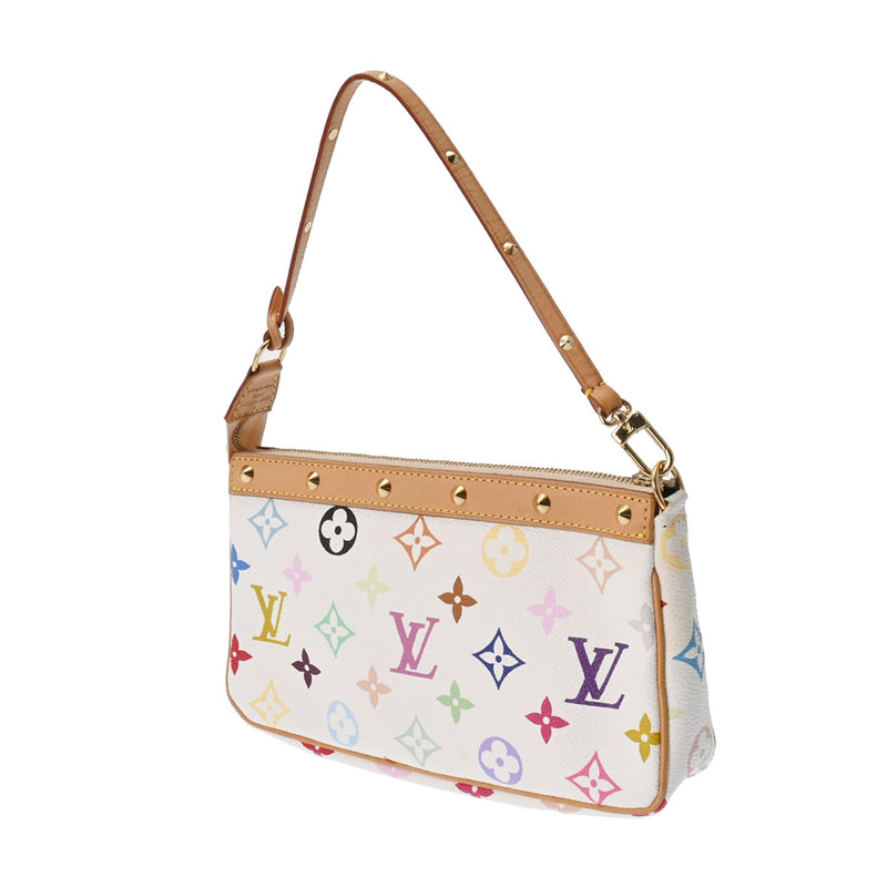 LOUIS VUITTON ルイヴィトン マルチカラー ポシェット アクセソワール 白 M92649 レディース モノグラムマルチカラー アクセサリーポーチ Aランク 中古 銀蔵