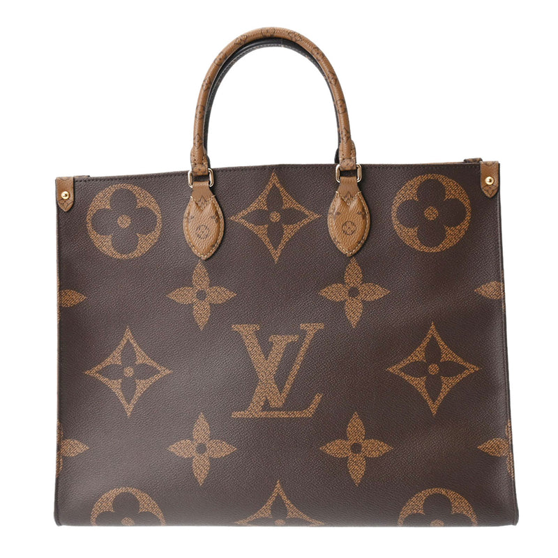 LOUIS VUITTON ルイヴィトン モノグラムリバース オンザゴー GM  ブラウン M44576 ユニセックス モノグラムジャイアントリバース 2WAYバッグ Aランク 中古 銀蔵