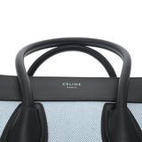 CELINE セリーヌ ラゲージ マイクロショッパー  アクア/黒 シルバー金具 レディース キャンバス レザー ハンドバッグ ABランク 中古 銀蔵