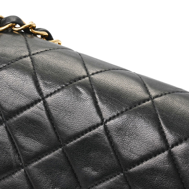 CHANEL シャネル マトラッセ Wフラップ 25cm チェーンショルダー  黒 ゴールド金具 レディース ラムスキン ショルダーバッグ Bランク 中古 銀蔵