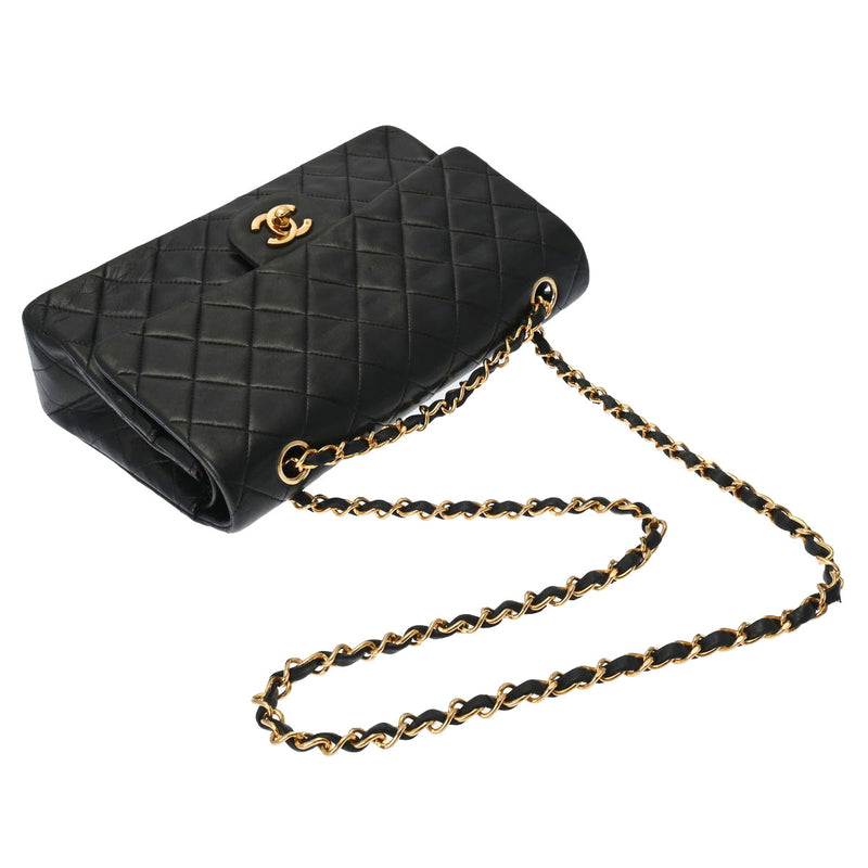 CHANEL シャネル マトラッセ Wフラップ 25cm チェーンショルダー  黒 ゴールド金具 レディース ラムスキン ショルダーバッグ Bランク 中古 銀蔵