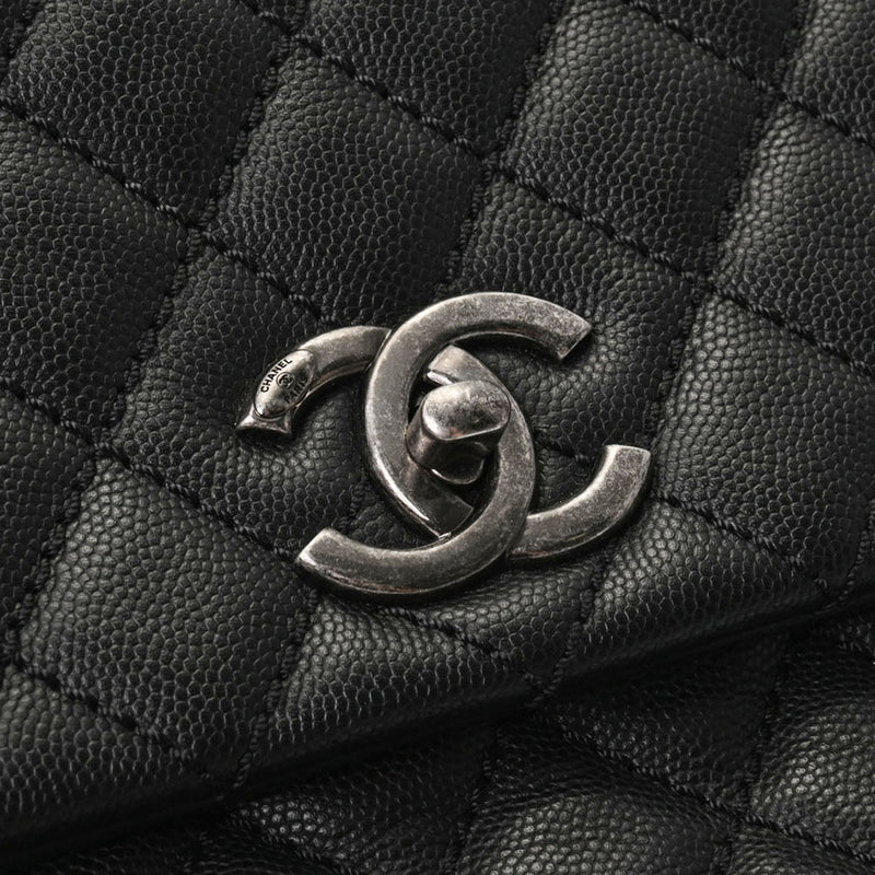 CHANEL シャネル マトラッセ トップハンドル 29 2WAY 黒 アンティーク調シルバー金具 A92991 レディース キャビアスキン ハンドバッグ Aランク 中古 銀蔵