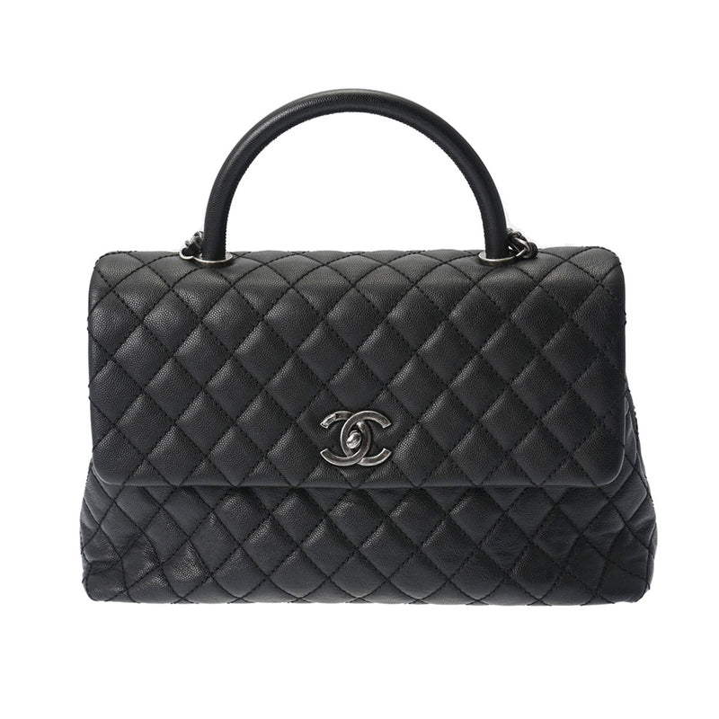 CHANEL シャネル マトラッセ トップハンドル 29 2WAY 黒 アンティーク調シルバー金具 A92991 レディース キャビアスキン ハンドバッグ Aランク 中古 銀蔵