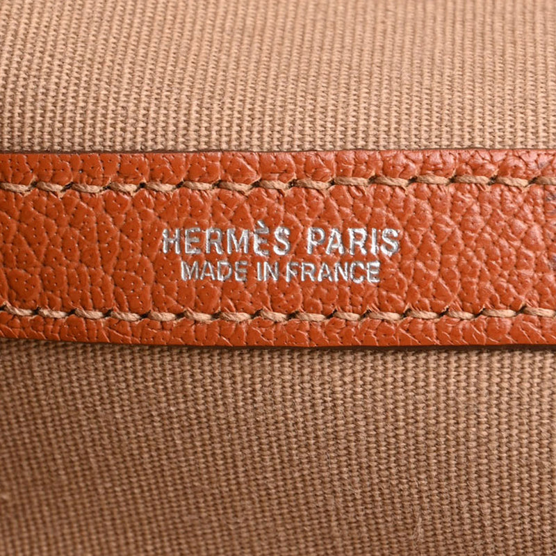 HERMES エルメス ガーデンパーティ PM オレンジ/ゴールド パラジウム金具 □J刻印(2006年頃) レディース トワルオフィシエ ブッフル ハンドバッグ Bランク 中古 銀蔵