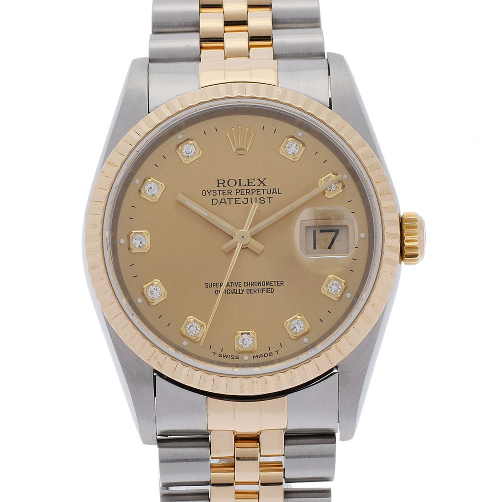 ロレックスデイトジャスト 10Pダイヤ メンズ 腕時計 16233G ROLEX 中古 – 銀蔵オンライン