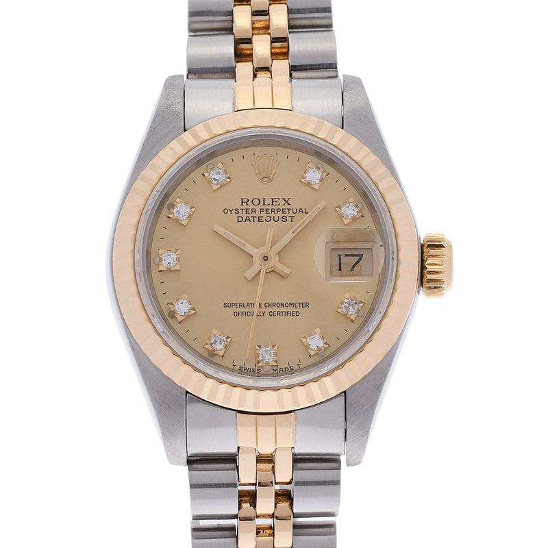 ROLEX ロレックス デイトジャスト 10Pダイヤ 69173G レディース YG/SS 腕時計 自動巻き シャンパン文字盤 Aランク 中古 銀蔵