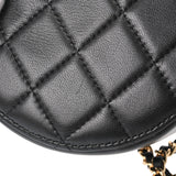 CHANEL シャネル ラウンド チェーンショルダー 黒 ゴールド金具 レディース ラムスキン ショルダーバッグ Aランク 中古 銀蔵