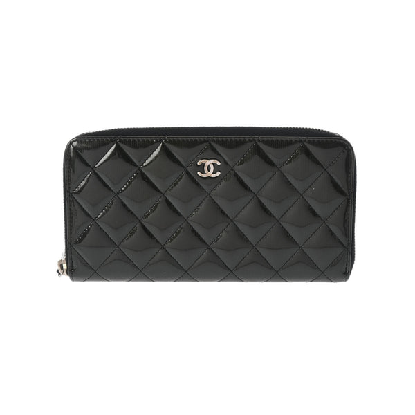Bランク【シャネル】ラウンドファスナー長財布/カメリア/ラインストーン/ラムスキン/ブラック/レディース/CHANEL/No.5【中古】 中古・古着通販】CHANEL (シャネル) カメリア ラウンドファスナー長