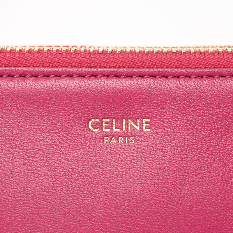 CELINE セリーヌ トリオ スモールショルダーバッグ ピンク ゴールド金具 187603BEB24PI ユニセックス レザー ショルダーバッグ 新同 中古 銀蔵