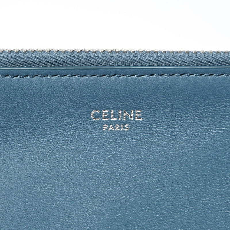 CELINE セリーヌ トリオ スモールショルダーバッグ 青 シルバー金具 187603BEB07SU ユニセックス レザー ショルダーバッグ 新同 中古 銀蔵