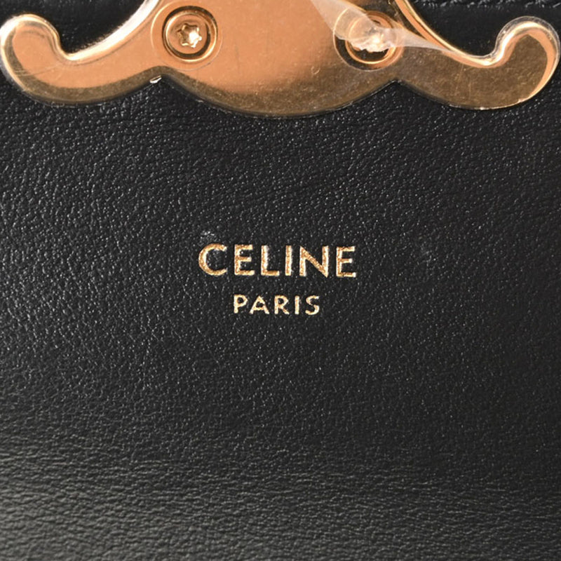 CELINE セリーヌ ミニクロード チェーン 黒 ゴールド金具 レディース カーフ ショルダーバッグ 新同 中古 銀蔵