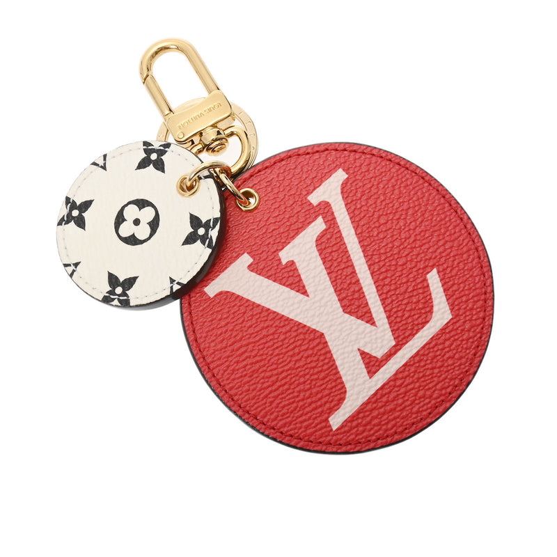 LOUIS VUITTON ルイヴィトン モノグラムジャイアント ポルトクレ イリュストレ ピンク/赤/白 M67847 レディース レザー キーホルダー Aランク 中古 銀蔵