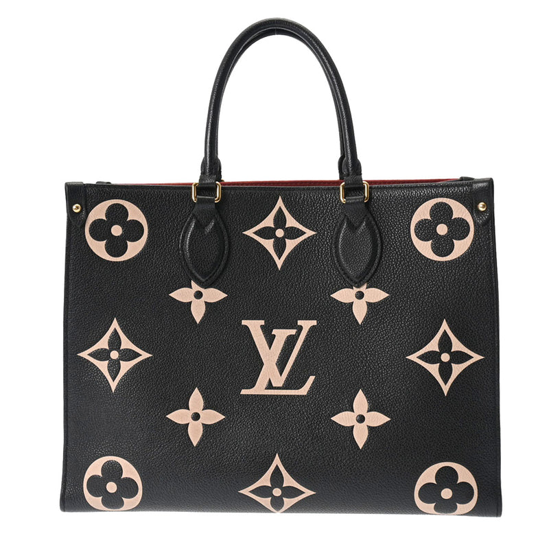 LOUIS VUITTON ルイヴィトン モノグラムアンプラント オンザゴー MM 黒/ベージュ M45495 レディース レザー 2WAYバッグ Aランク 中古 銀蔵