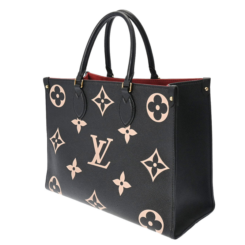 LOUIS VUITTON ルイヴィトン モノグラムアンプラント オンザゴー MM 黒/ベージュ M45495 レディース レザー 2WAYバッグ Aランク 中古 銀蔵