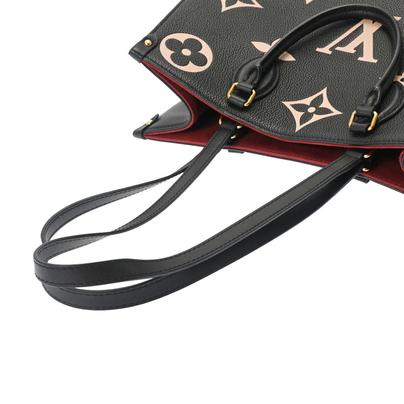 LOUIS VUITTON ルイヴィトン モノグラムアンプラント オンザゴー MM 黒/ベージュ M45495 レディース レザー 2WAYバッグ Aランク 中古 銀蔵