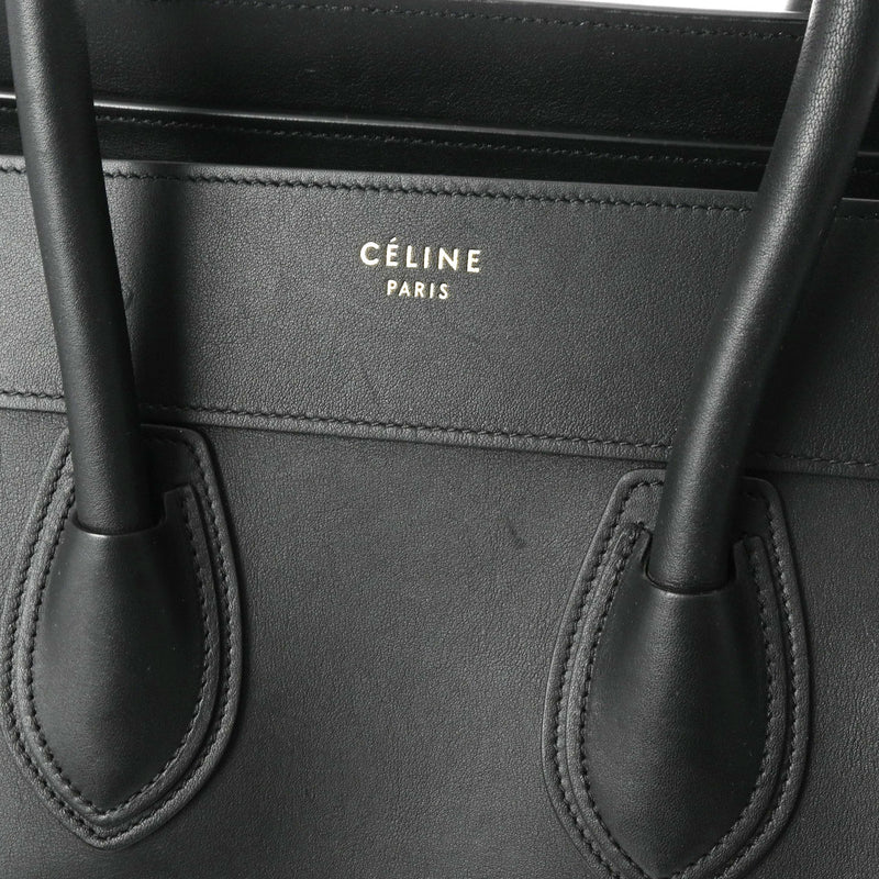 CELINE セリーヌ ラゲージ ミニショッパー 黒 ゴールド金具 165213 レディース スムースカーフ ハンドバッグ Aランク 中古 銀蔵