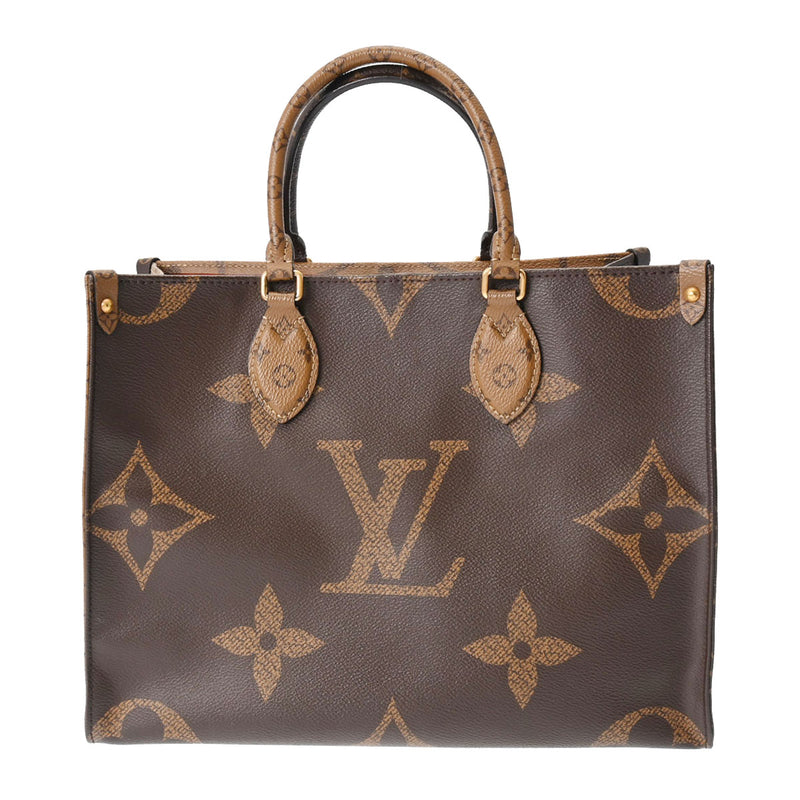 LOUIS VUITTON ルイヴィトン モノグラムジャイアント オンザゴー MM 2WAYトート ブラウン M45321 レディース モノグラムリバースキャンバス ハンドバッグ ABランク 中古 銀蔵