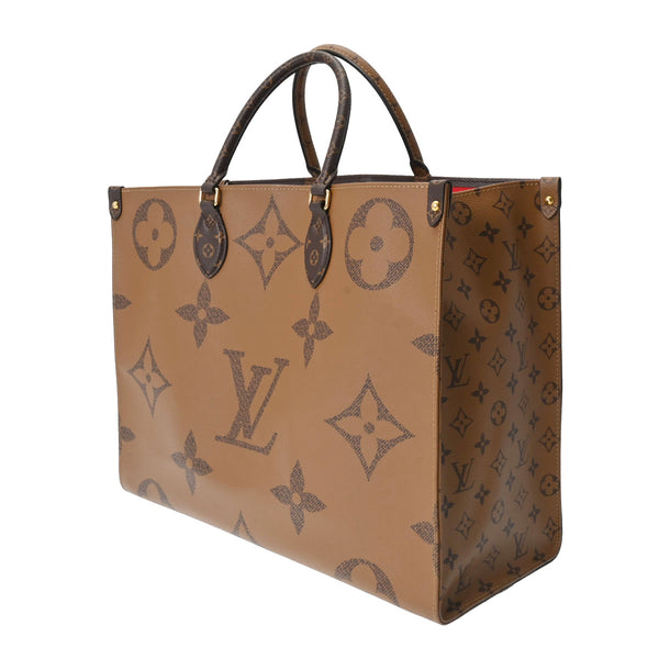 LOUIS VUITTON ルイヴィトン モノグラムジャイアント オンザゴー GM 2WAYトート ブラウン M45320 レディース モノグラムリバースキャンバス ハンドバッグ ABランク 中古 銀蔵