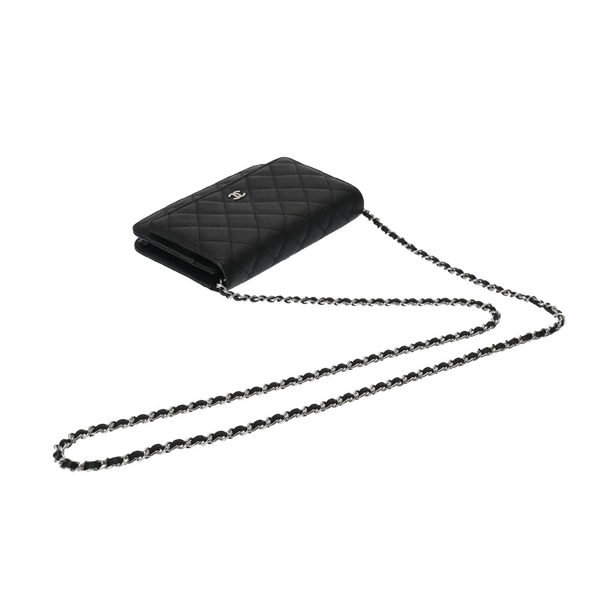 シャネルチェーンウォレット 42976 黒 シルバー金具 レディース