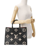 LOUIS VUITTON ルイヴィトン モノグラムアンプラント オンザゴー MM 黒/ベージュ M45495 レディース レザー 2WAYバッグ Aランク 中古 銀蔵