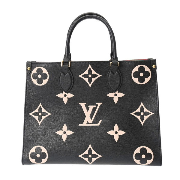 LOUIS VUITTON ルイヴィトン モノグラムアンプラント オンザゴー MM 黒/ベージュ M45495 レディース レザー 2WAYバッグ Aランク 中古 銀蔵